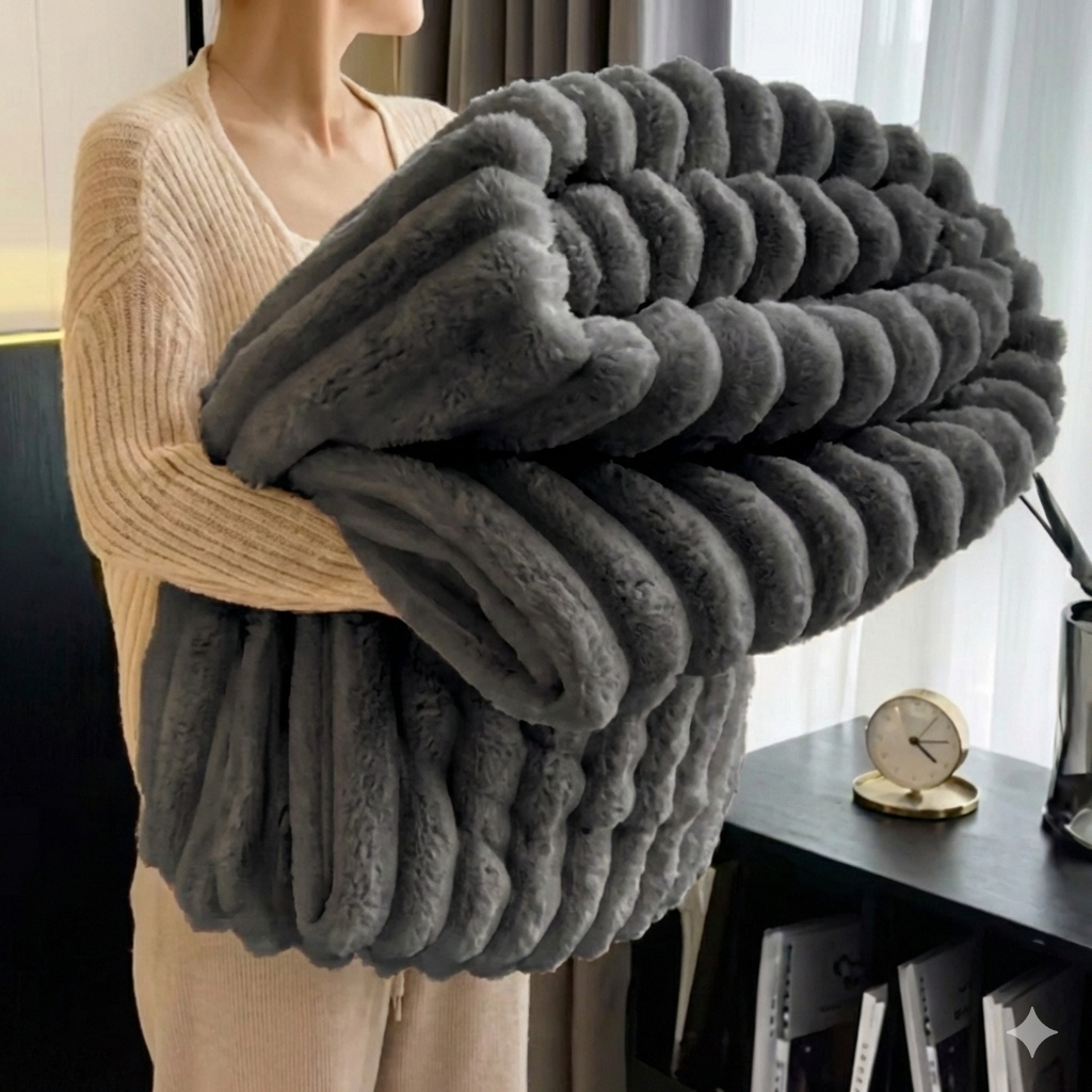 Cloud-Soft Ribbed Winter Blanket – Premium Thermal Sleep Series | YASVEE