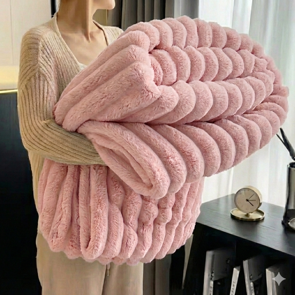 Cloud-Soft Ribbed Winter Blanket – Premium Thermal Sleep Series | YASVEE